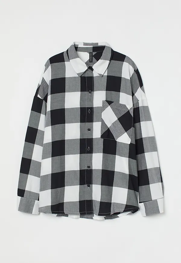 H&M Rutig Skjorta Svart/vitrutig, Casualskjortor i storlek S