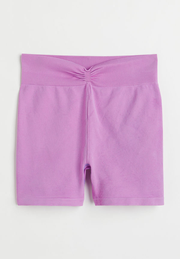 H&M Seamless Träningscykelbyxa Med Rynk Lila, Träningsshorts i storlek S