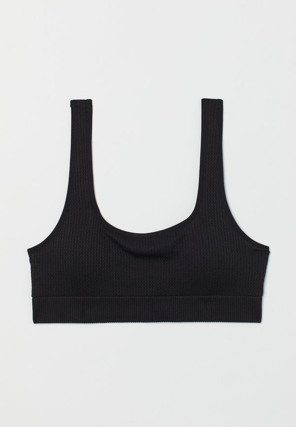 H&M Seamless Vadderad Bh-topp Svart, BHs i storlek L