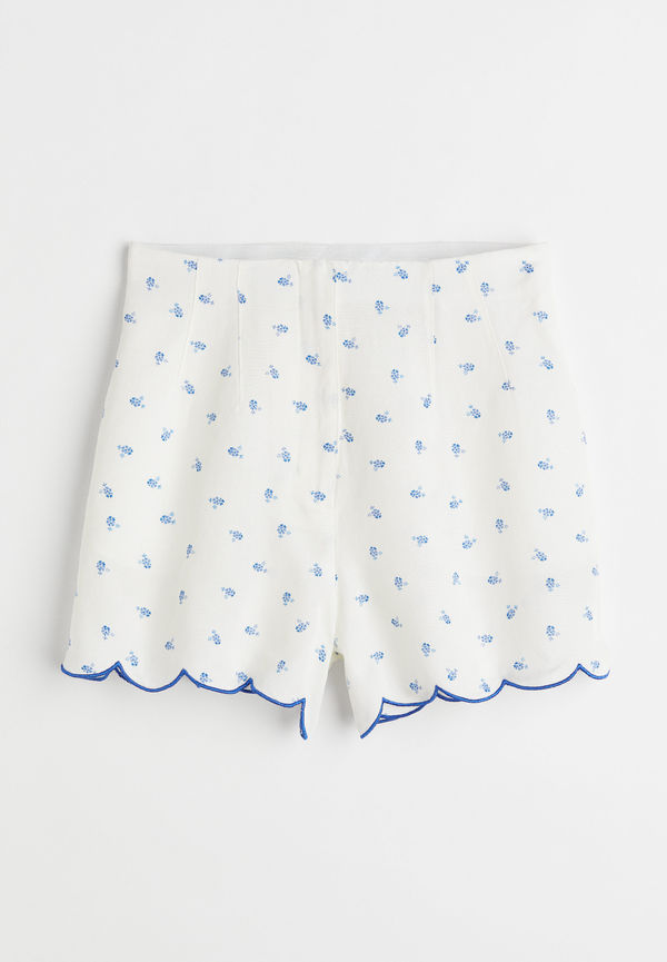 H&M Shorts I Linmix Vit/blommig i storlek 38
