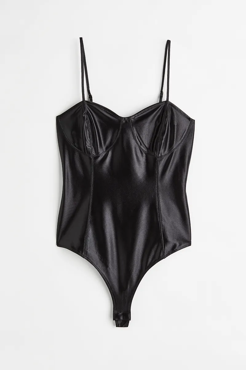 H&M Skimrande Stringbody Svart, Bodies i storlek XS