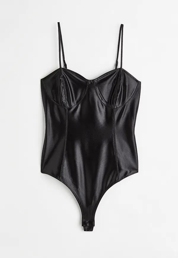 H&M Skimrande Stringbody Svart, Bodies i storlek XS