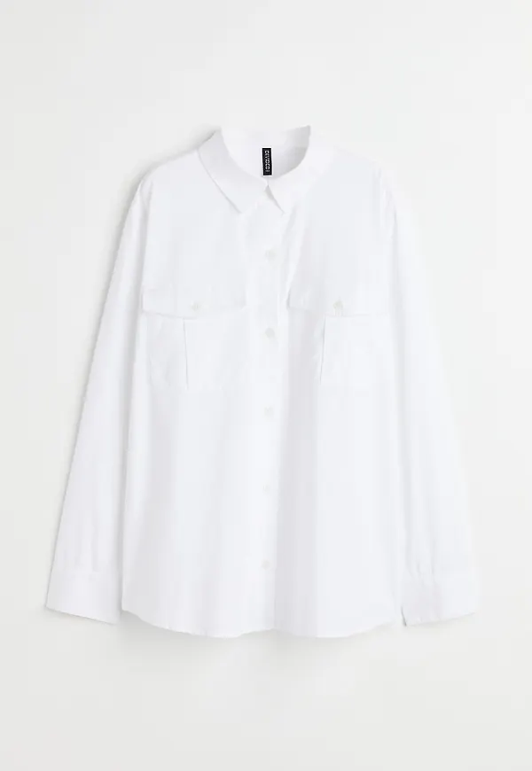 H&M Skjorta I Poplin Vit, Casualskjortor i storlek L