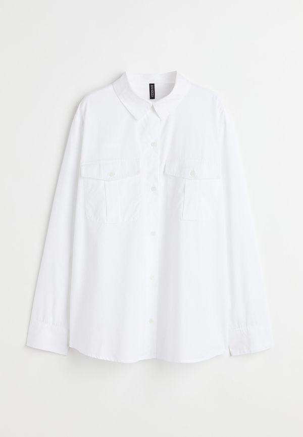 H&M Skjorta I Poplin Vit, Casualskjortor i storlek L