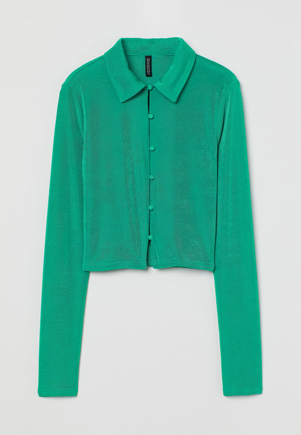 H&M Skjorta I Trikå Grön, Casualskjortor i storlek XS