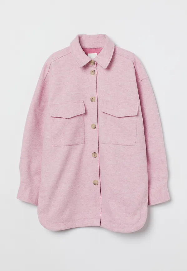 H&M Skjortjacka I Fleece Ljus Rosamelerad, Jackor i storlek XS