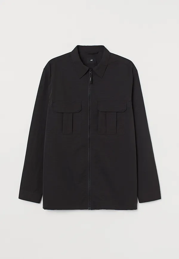 H&M Skjortjacka I Nylon Svart, Jackor i storlek L
