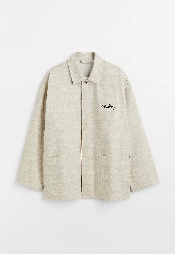 H&M Skjortjacka I Twill Ljusbeige/keith Haring, Jackor i storlek XL