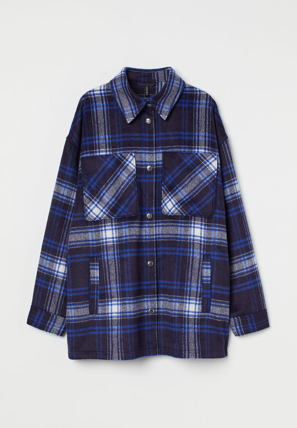 H&M Skjortjacka Mörkblå/rutig, Jackor i storlek XS