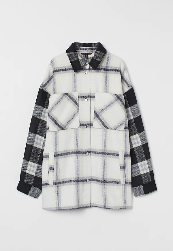 H&M Skjortjacka Vit/rutig, Jackor i storlek S