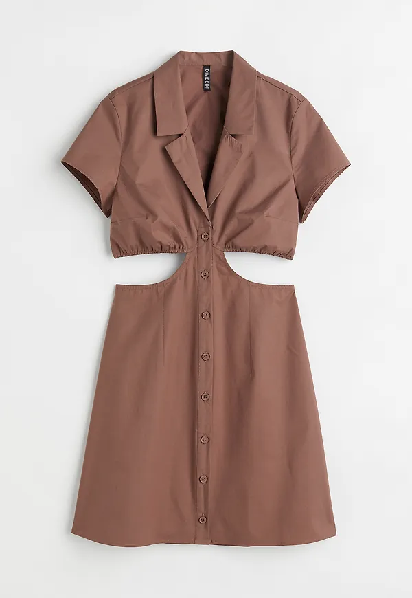 H&M Skjortklänning I Poplin Brun, Vardagsklänningar i storlek 34