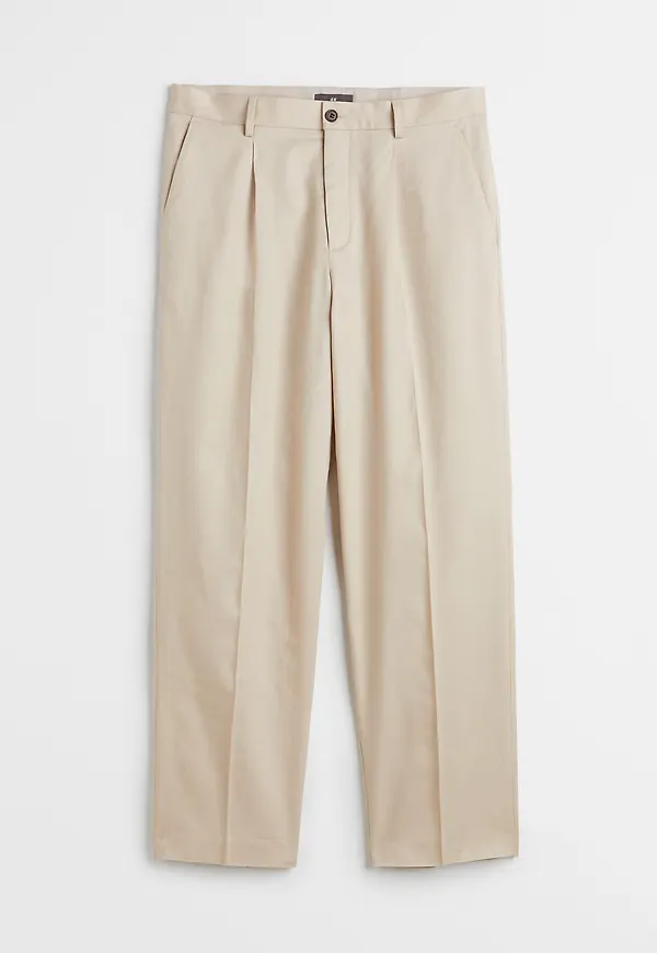 H&M Slacks I Linmix Relaxed Fit Beige, Kostymbyxor i storlek W 29