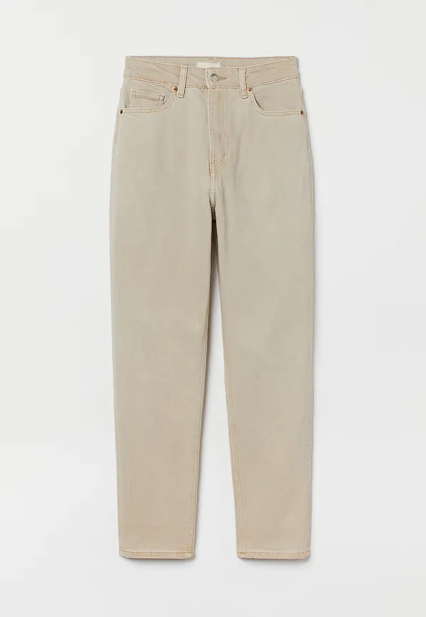 H&M Slim Mom High Ankle Jeans Ljusbeige, Baggy i storlek 50