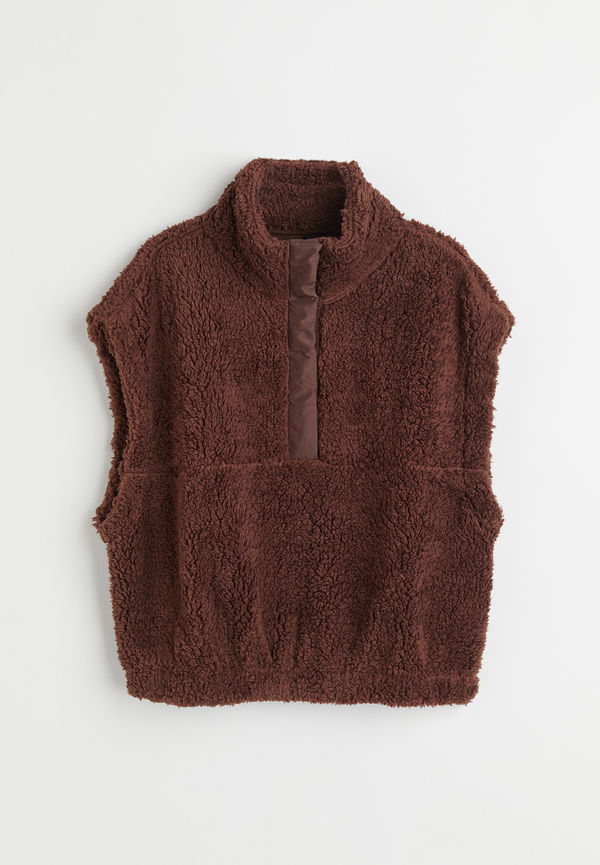 H&M Slipover I Pile Mörkbrun, Tröja i storlek XL