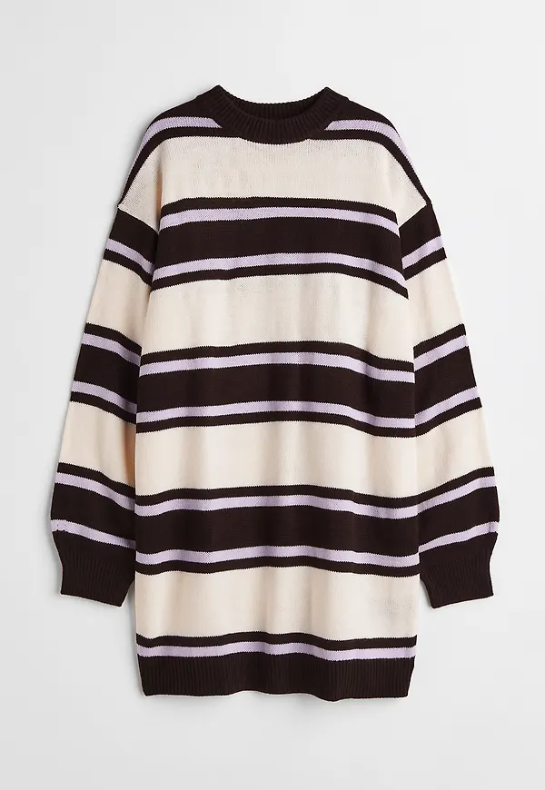 H&M Stickad Klänning Svart/randig, Vardagsklänningar i storlek S