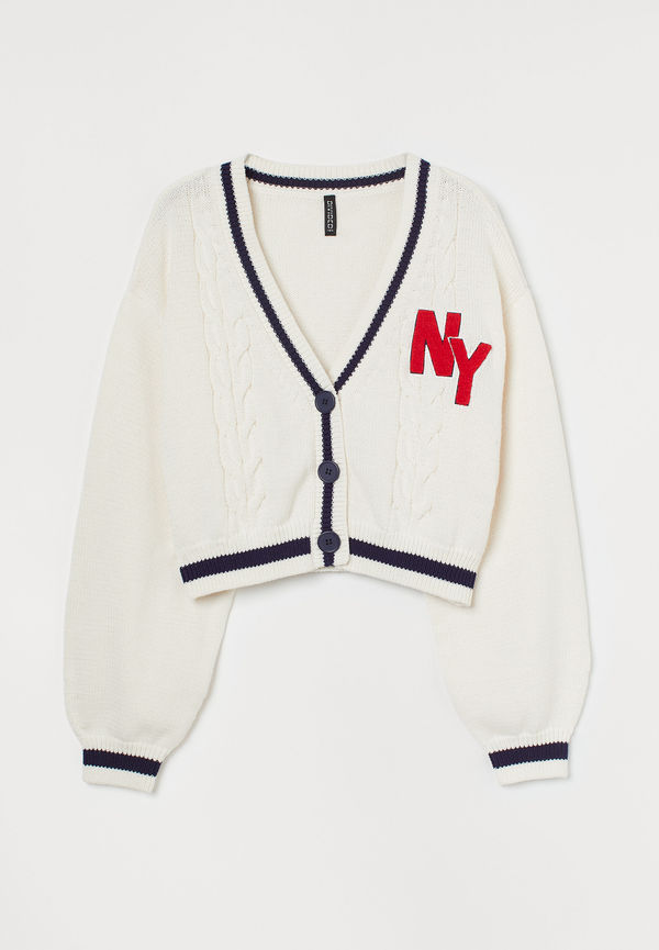 H&M Stickad Kofta Crèmevit i storlek L