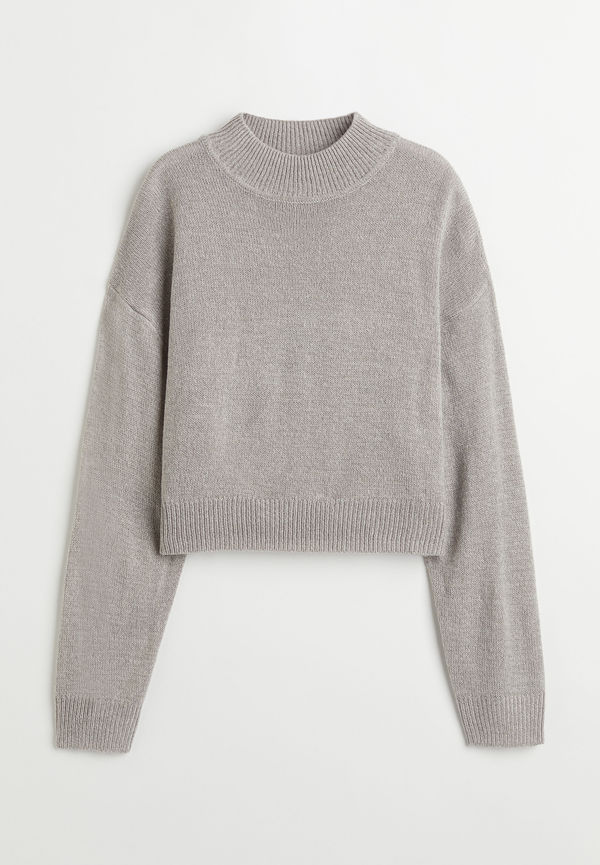 H&M Stickad Tröja Ljusgrå i storlek L