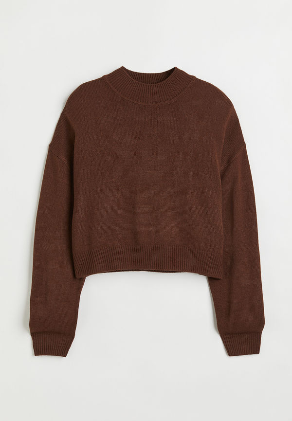 H&M Stickad Tröja Mörkbrun i storlek M