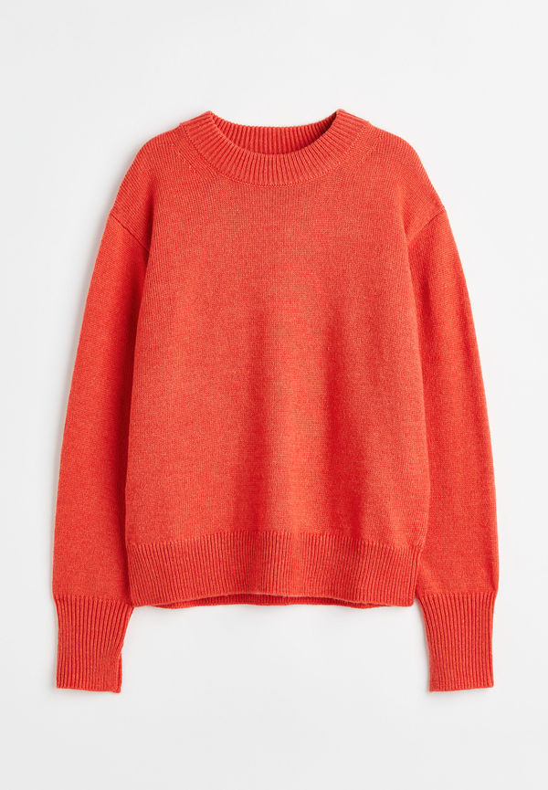 H&M Stickad Tröja Orange i storlek M