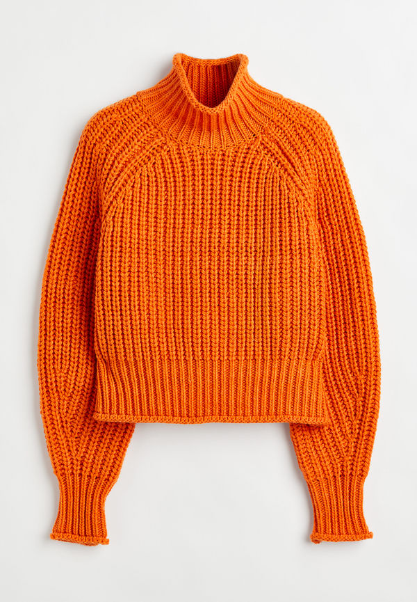 H&M Stickad Tröja Orange i storlek S