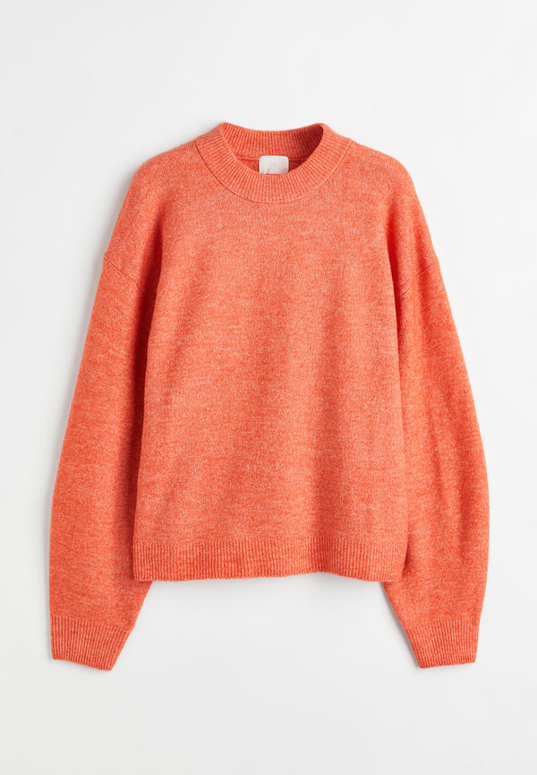 H&M Stickad Tröja Orange i storlek XS