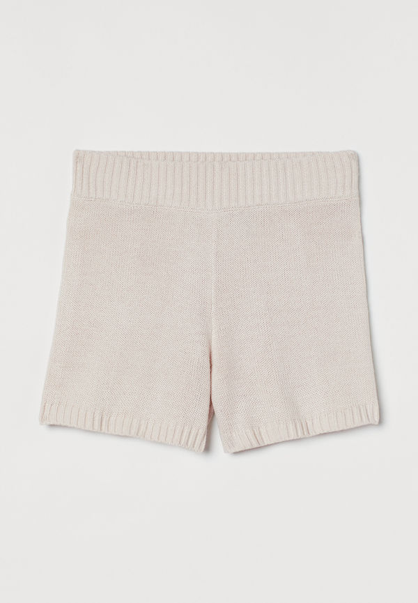H&M Stickade Shorts Crèmevit i storlek L