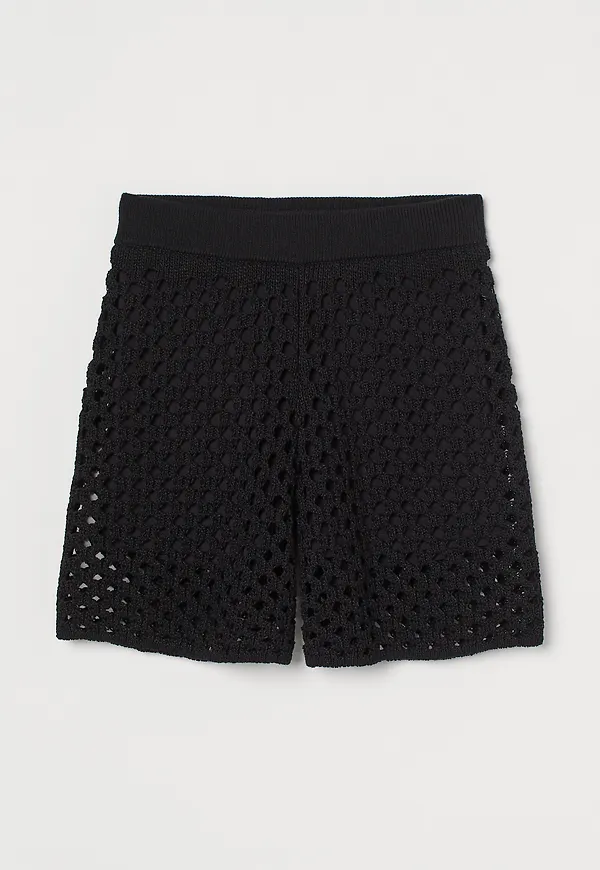 H&M Stickade Shorts Svart i storlek S