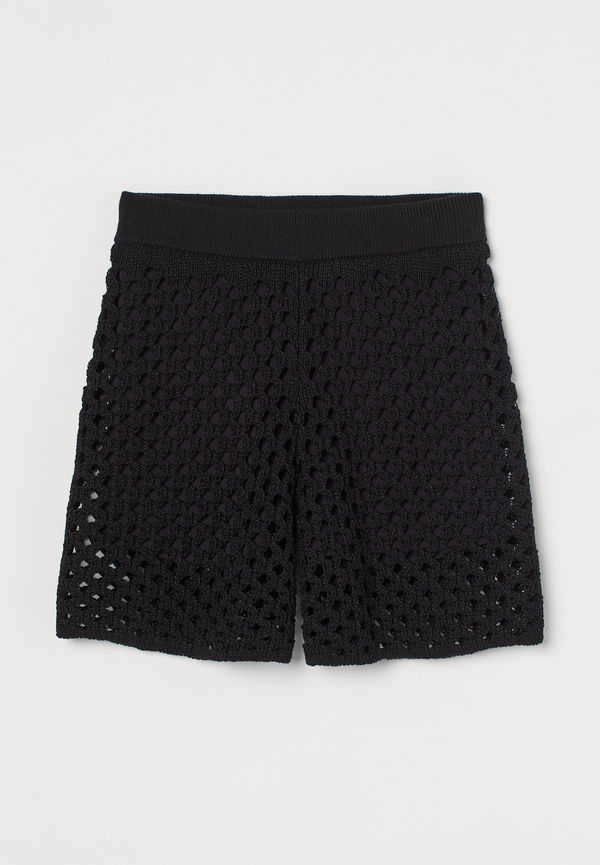 H&M Stickade Shorts Svart i storlek XS
