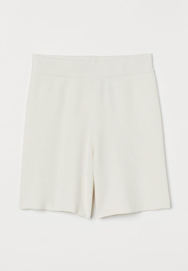 H&M Stickade Shorts Vit i storlek L