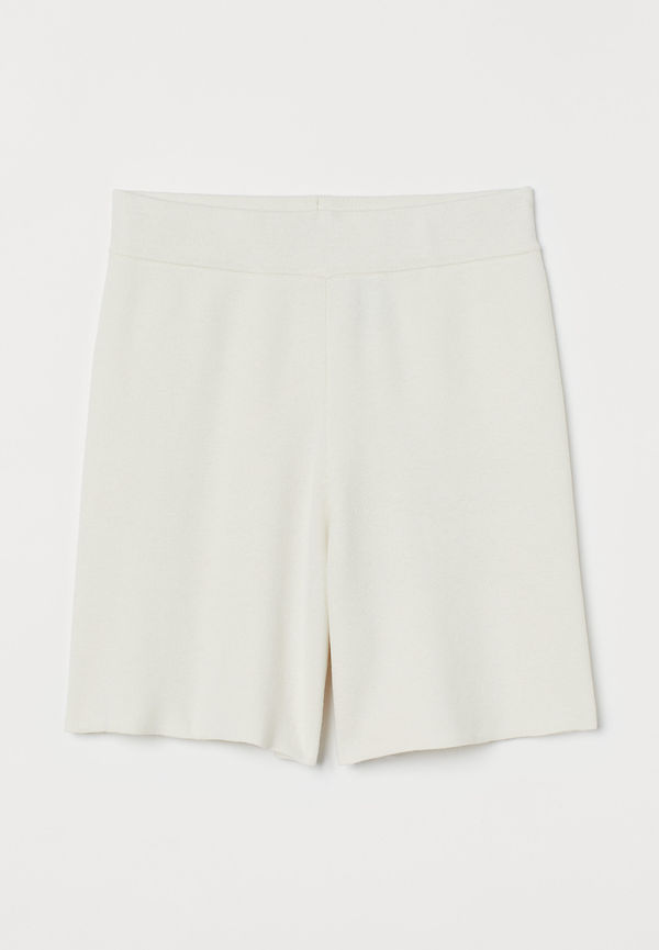 H&M Stickade Shorts Vit i storlek XL