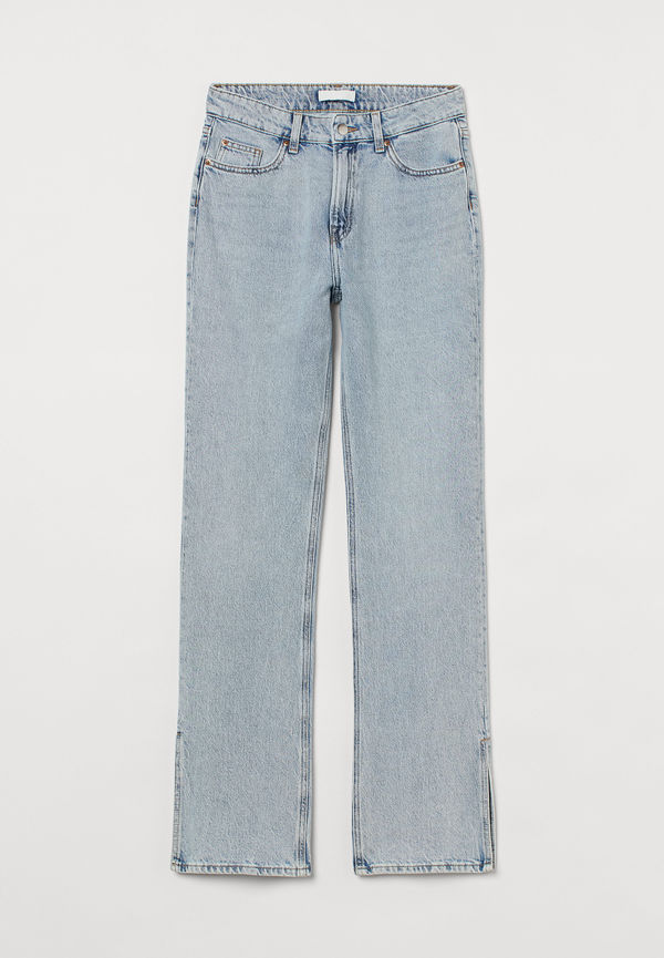H&M Straight High Split Jeans Ljus Denimblå i storlek 44