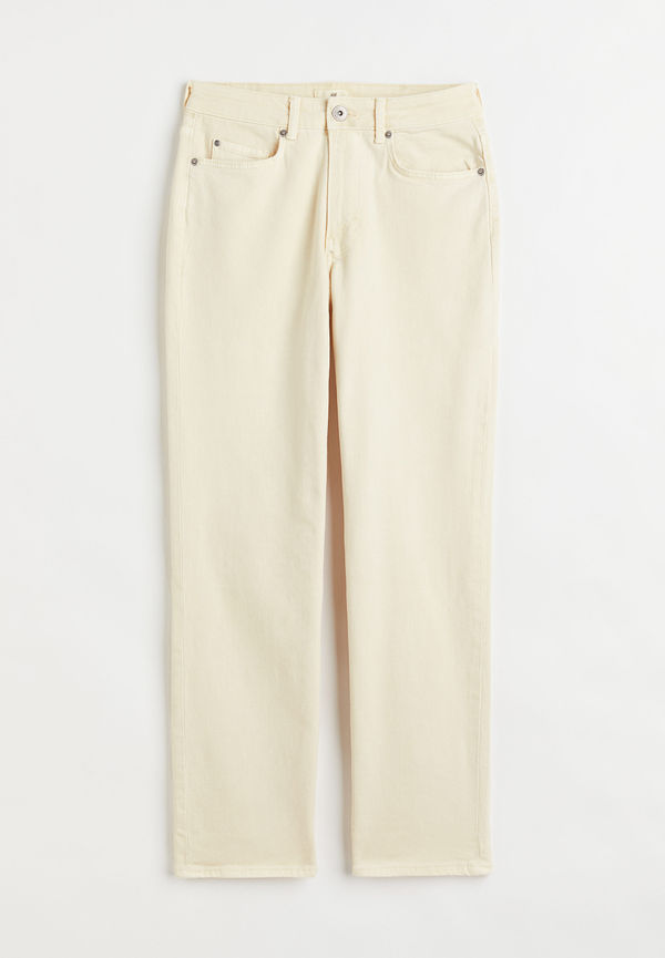 H&M Straight Regular Ankle Jeans Crèmevit i storlek 50
