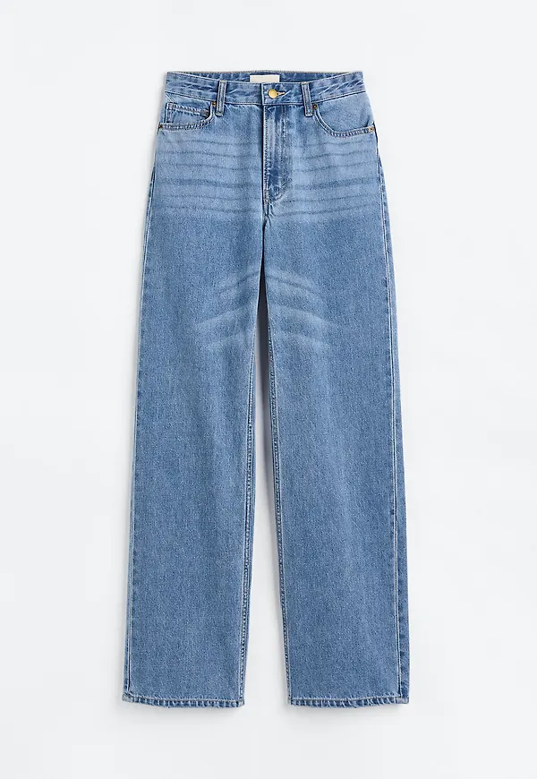 H&M Straight Regular Jeans Ljus Denimblå i storlek 32