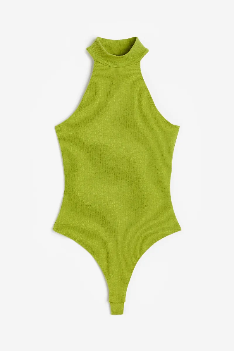 H&M Stringbody Med Halterneck Olivgrön, Bodies i storlek XL
