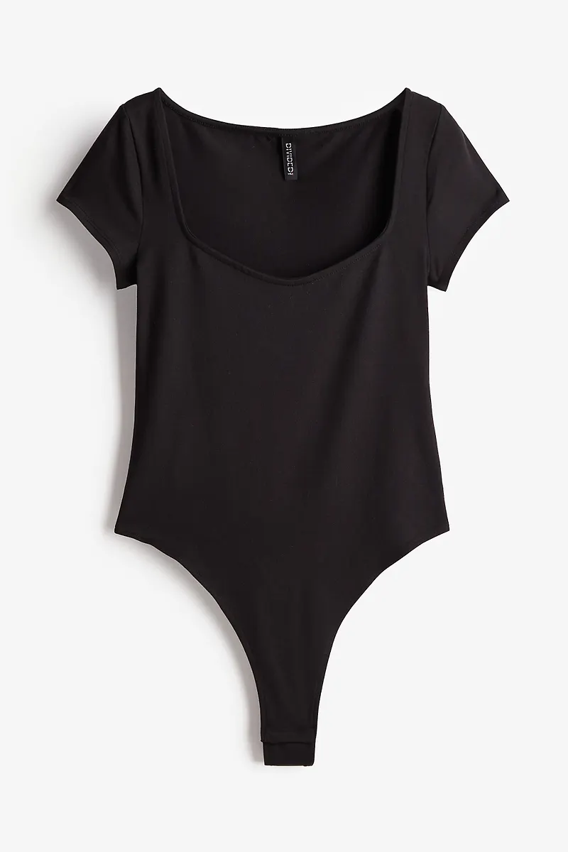 H&M Stringbody Med Hjärtformad Halsringning Svart, Bodies i storlek M