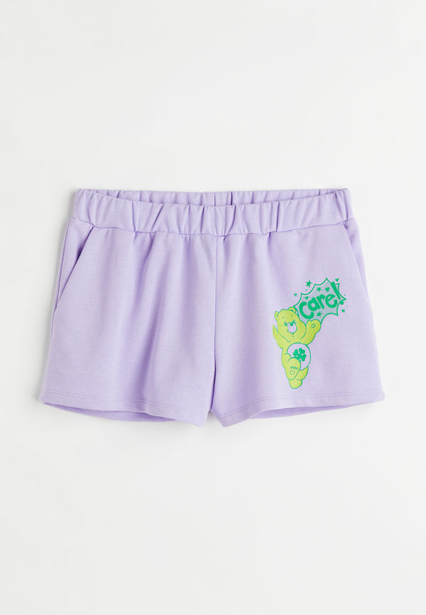 H&M Sweatshirtshorts Med Tryck Ljuslila/krambjörnarna i storlek XXS