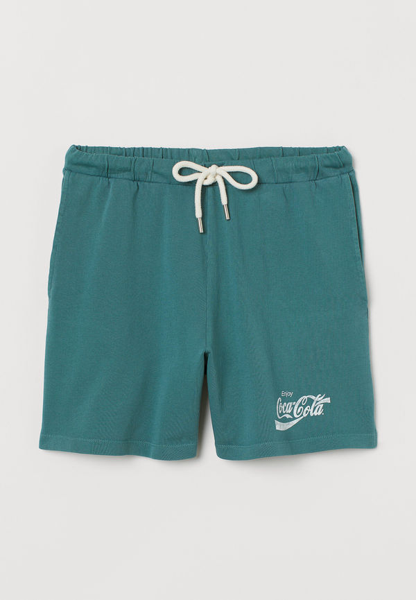 H&M Sweatshirtshorts Med Tryck Mörk Turkos/coca-cola i storlek XS