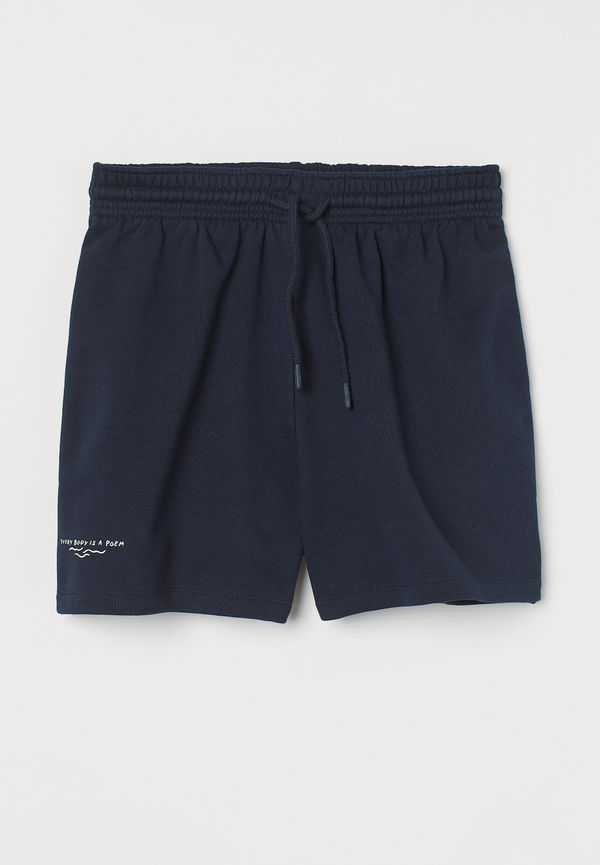 H&M Sweatshirtshorts Med Tryck Mörkblå i storlek XL
