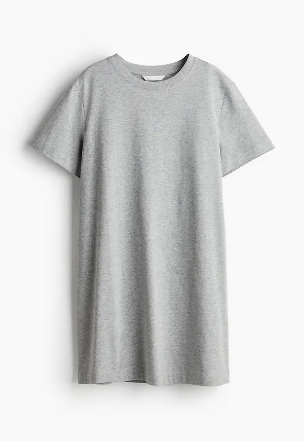 H&M T-shirtklänning I Bomull Ljusgråmelerad, Vardagsklänningar i storlek XS
