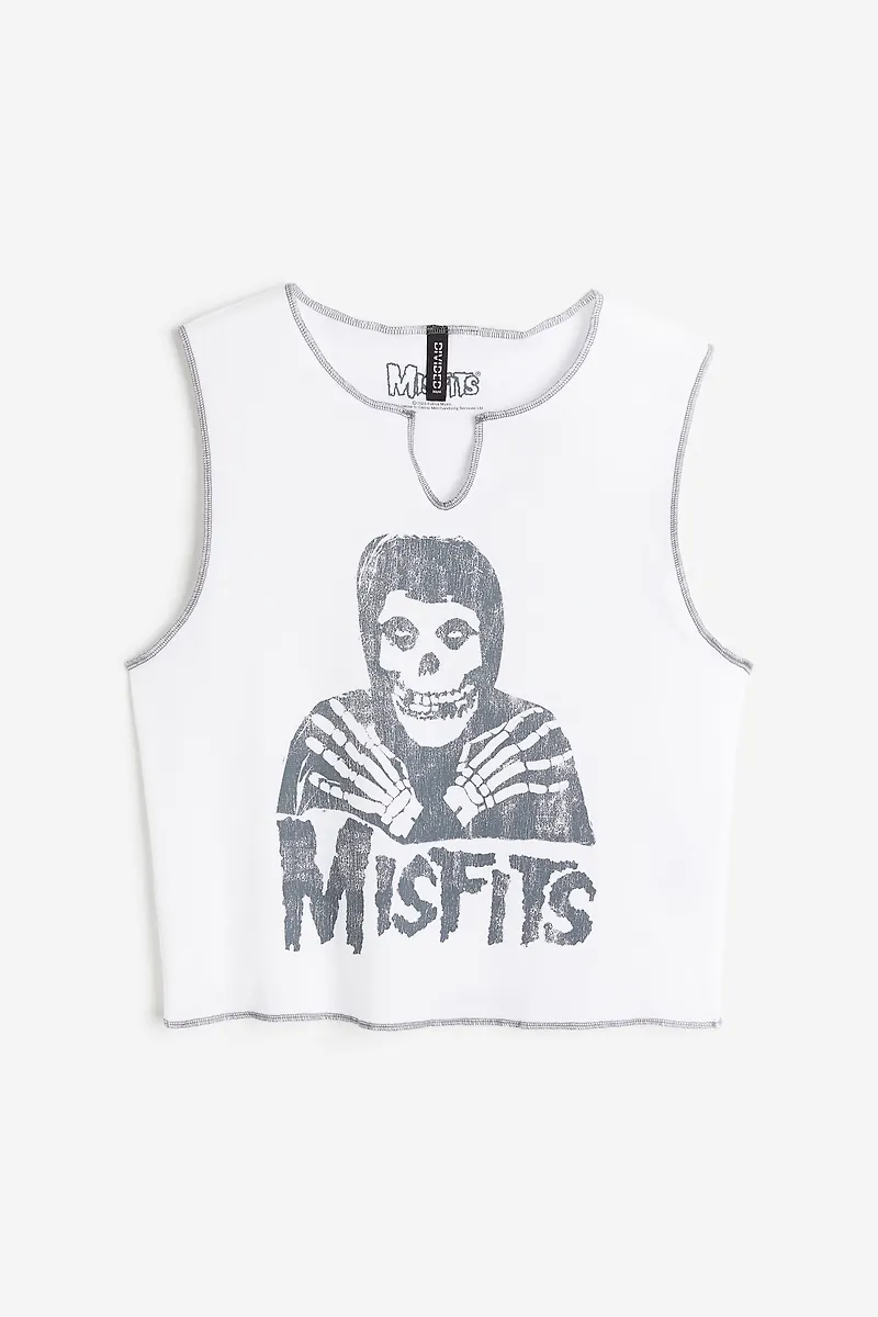 H&M Tanktop Med Tryck Vit/misfits, Linnen i storlek XS