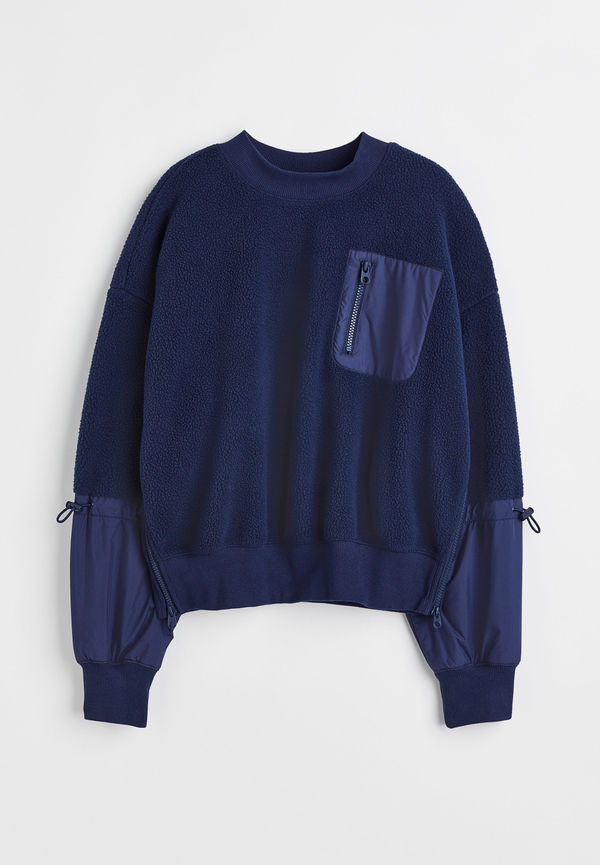 H&M Teddy Sports Sweatshirt Navy Blue, Träningströjor i storlek S och färg Blå