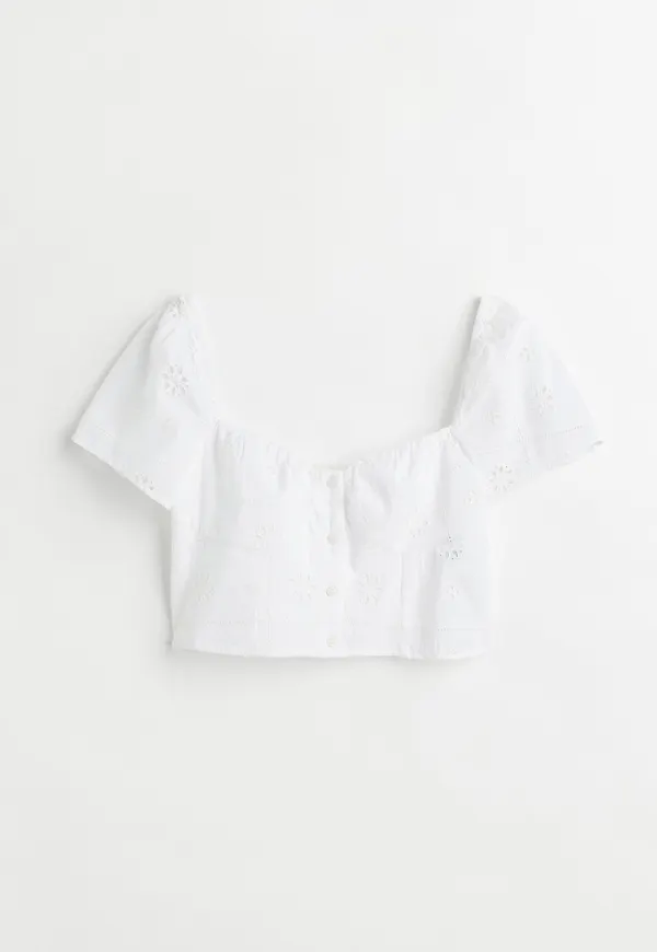 H&M Topp I Broderie Anglaise Vit, Toppar i storlek S