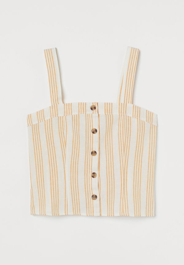 H&M Topp I Linmix Ljus Orange/randig, Toppar i storlek 38