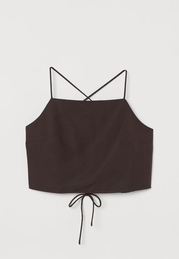 H&M Topp I Lyocellmix Mörkbrun, Toppar i storlek L