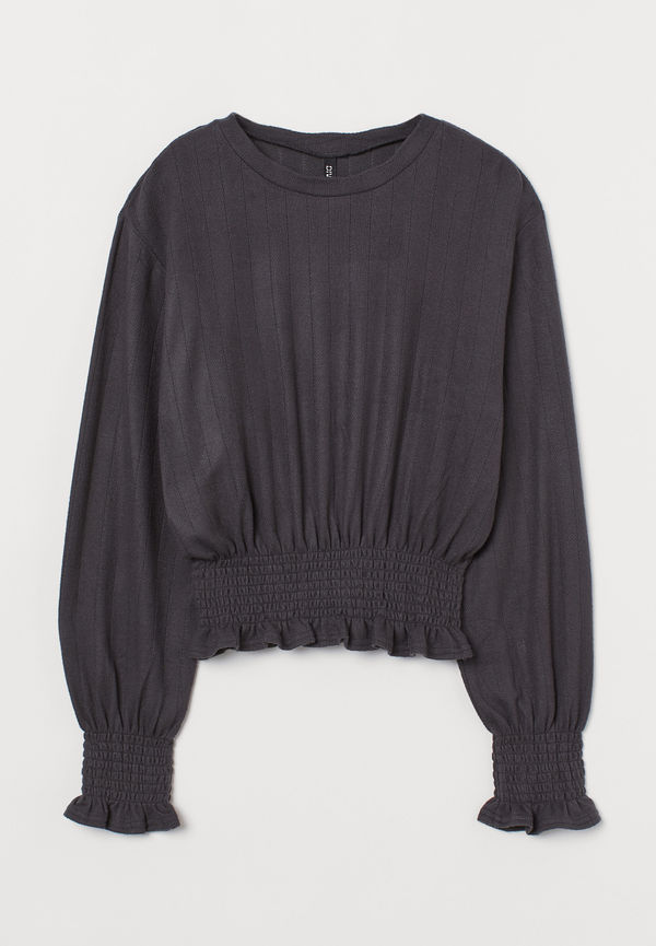 H&M Topp Med Volang Svartgrå, Toppar i storlek XS