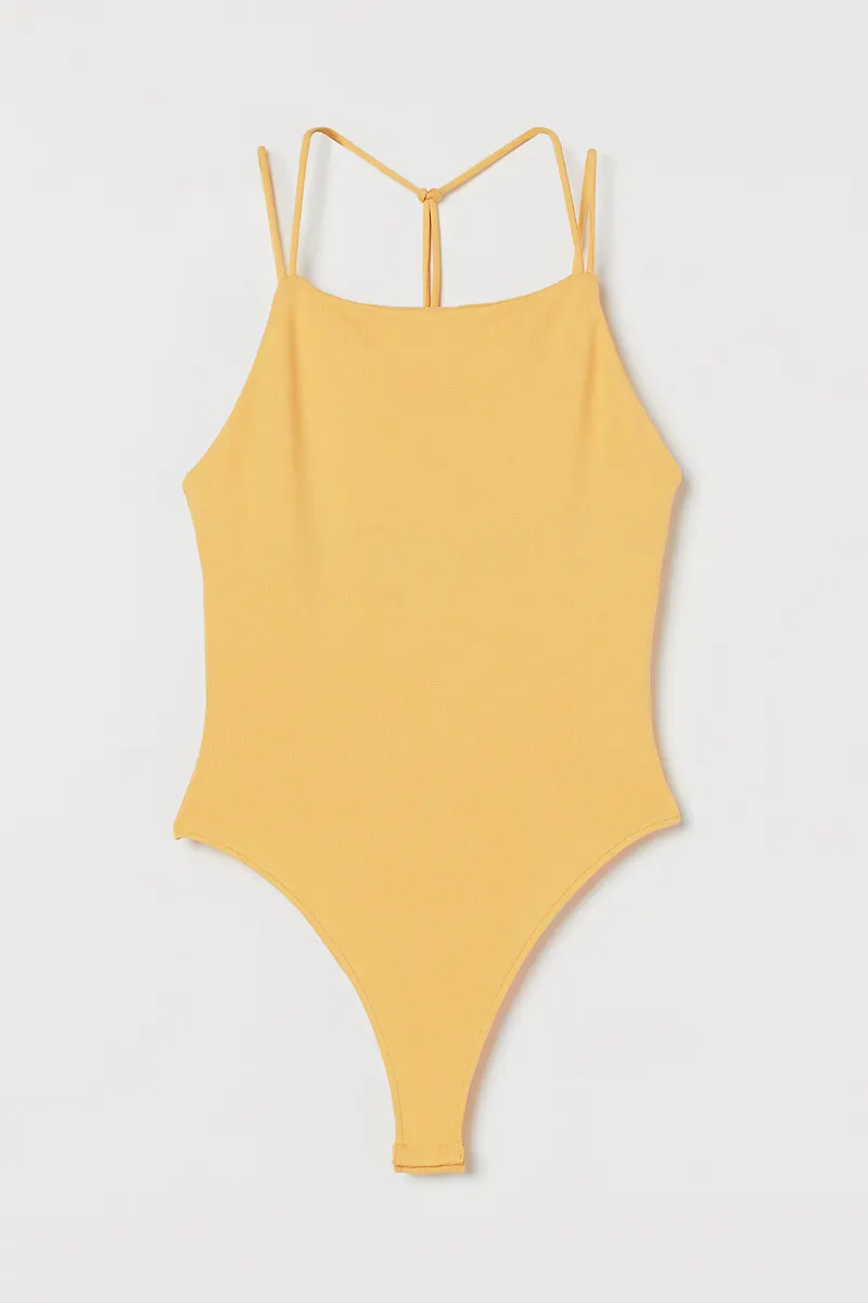 H&M Trikåbody Gul, Bodies i storlek XS