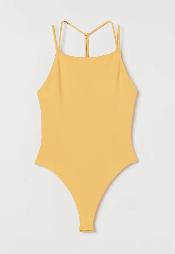 H&M Trikåbody Gul, Bodies i storlek XS