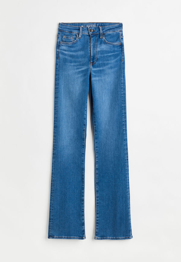 H&M True To You Bootcut High Jeans Denimblå, Straight i storlek XS