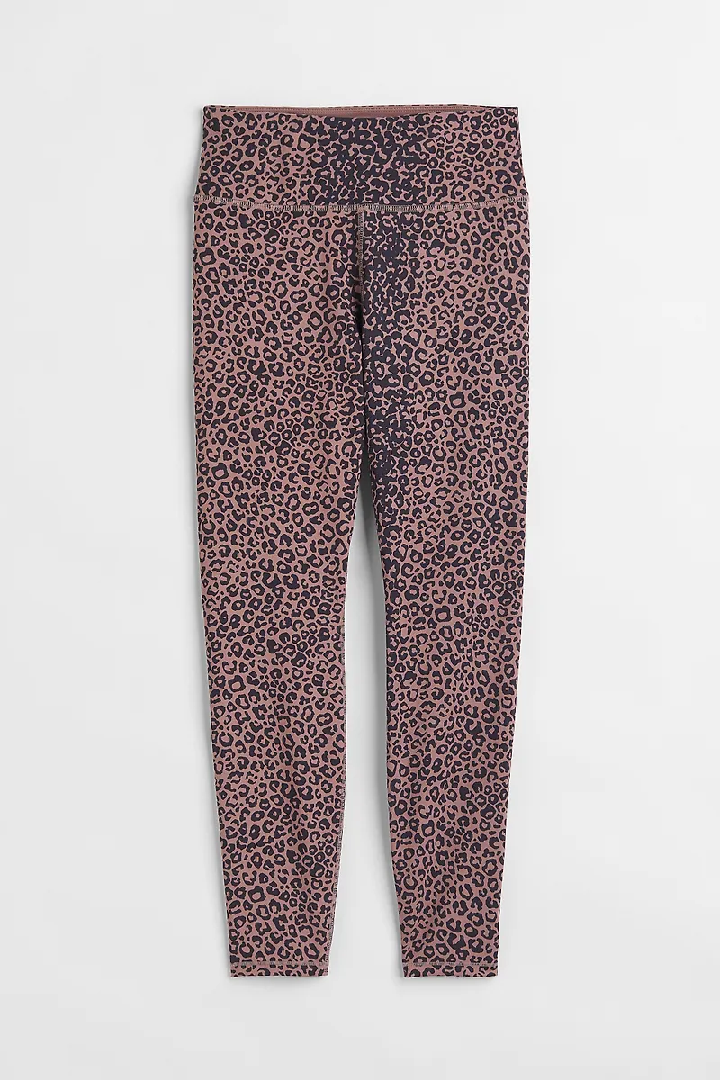 H&M Träningstights High Waist Mörk Gammelrosa/mönstrad, Träningsbyxor i storlek XS