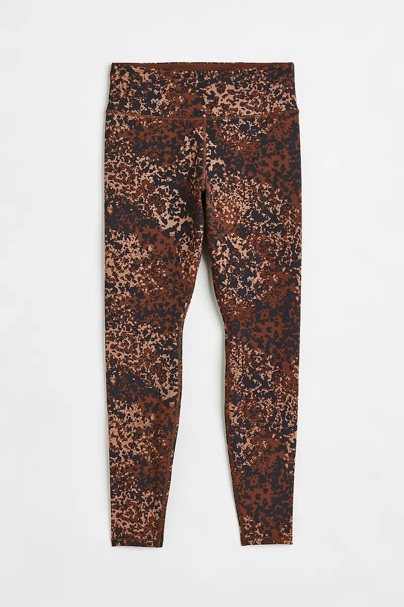 H&M Träningstights High Waist Mörkbrun/mönstrad i storlek M